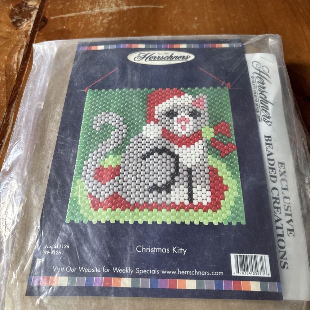 Beadery Kit Beaded Creative Christmas Kitty Winter Time Herrschners Cat Bead